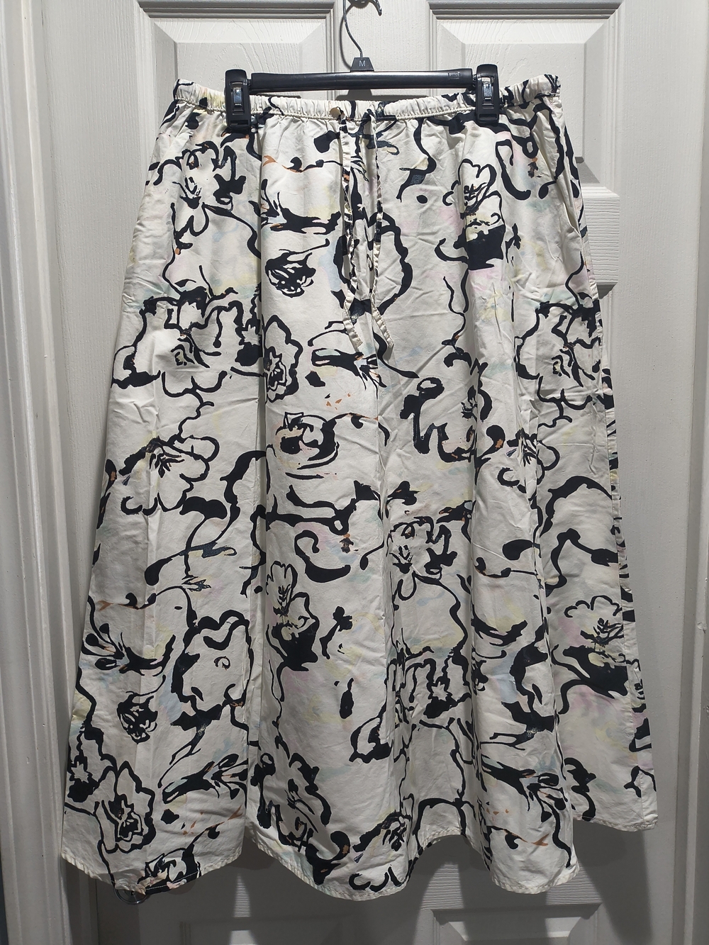a New Day Women's White Floral A-Line Skirt, Size Large